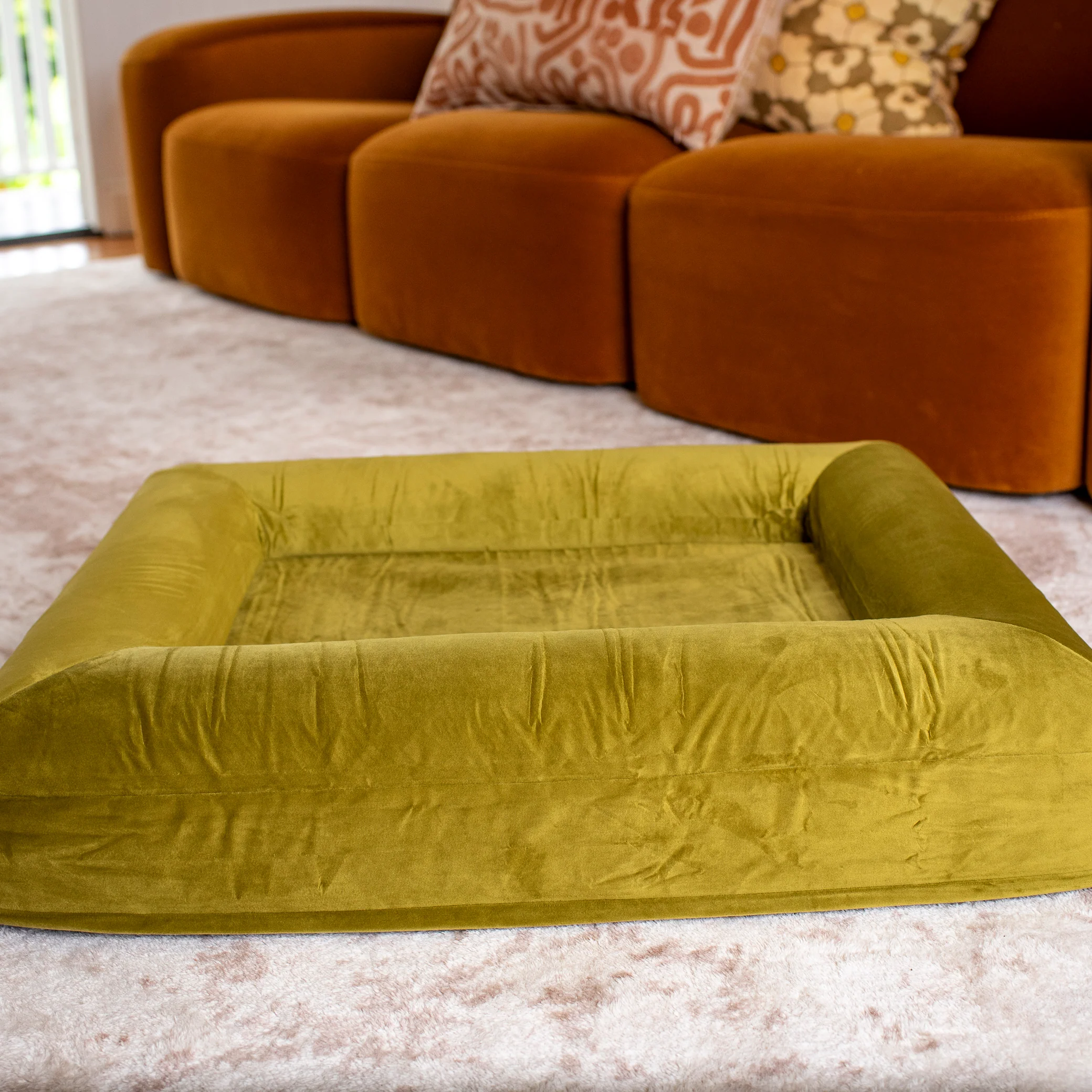 Orthopedic Memory Foam Velvet Dog Bed: Pistachio - Image 21