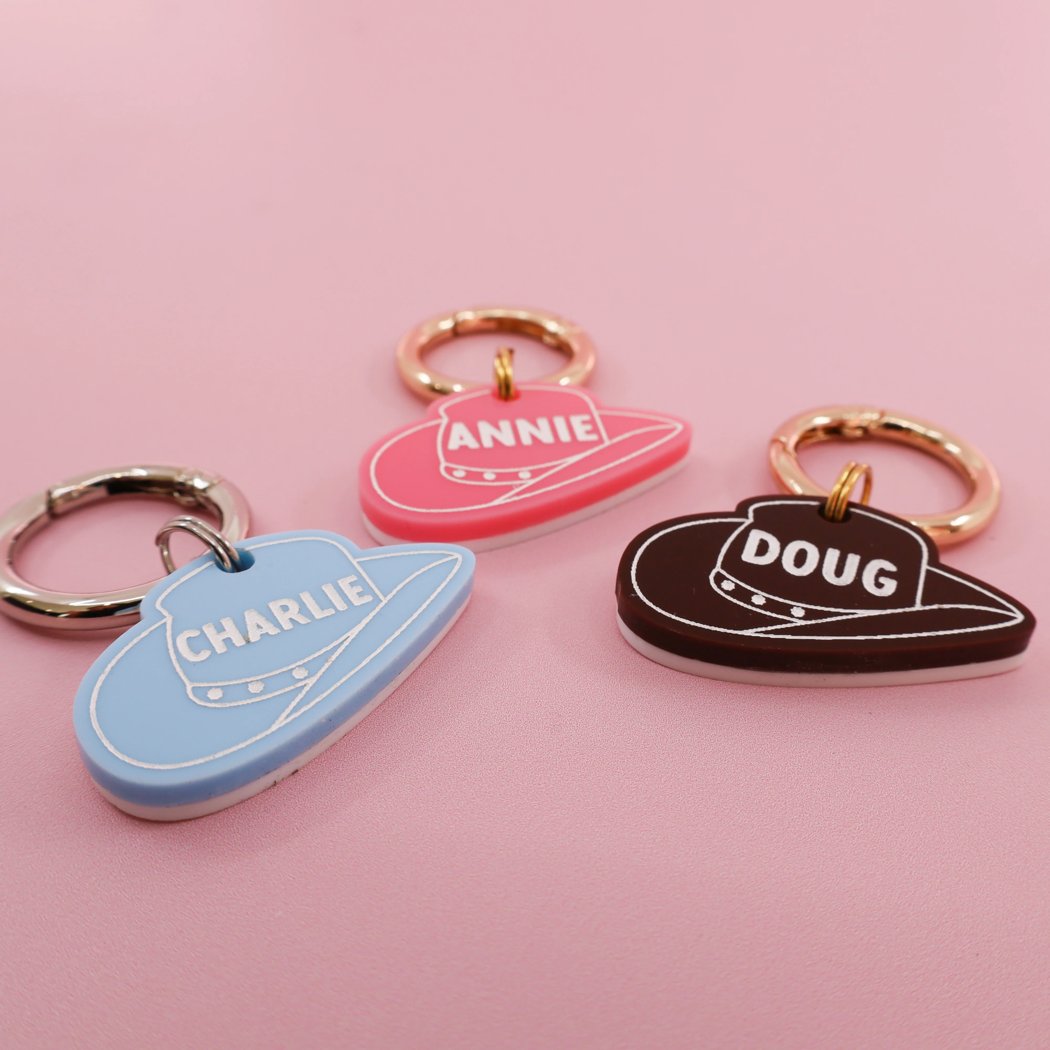 Personalised Pet ID Tag: Pink Cowboy Hat - Image 4